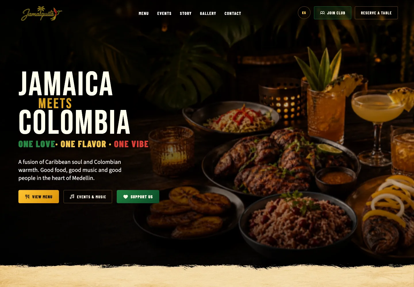 Jamaiquita home page desktop design